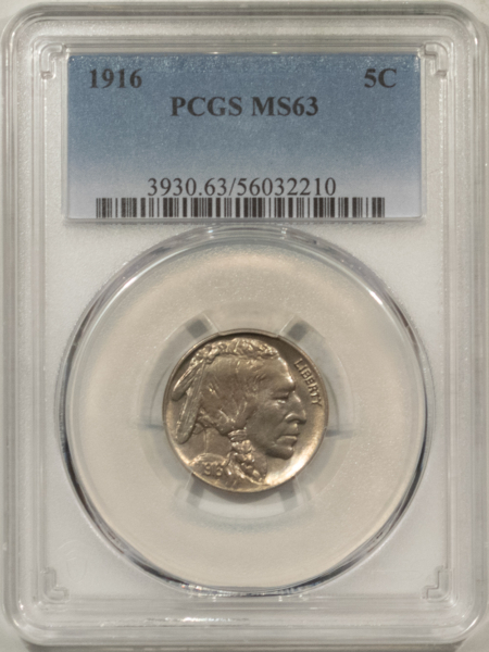 Buffalo Nickels 1916 BUFFALO NICKEL – PCGS MS-63, PREMIUM QUALITY++!