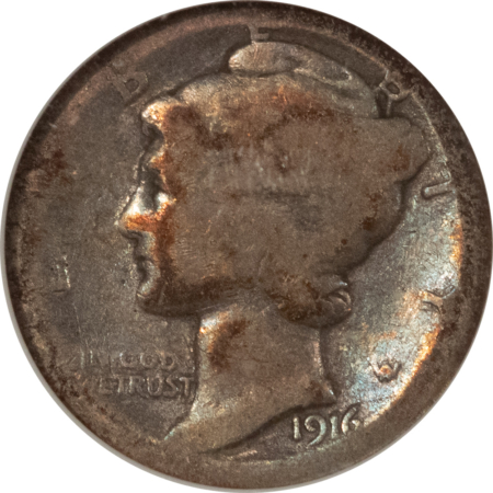 Dimes 1916-D MERCURY DIME – ANACS AG-3, ORIGINAL KEY-DATE! OLD HOLDER
