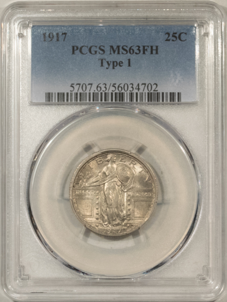 New Certified Coins 1917 STANDING LIBERTY QUARTER, TYPE I – PCGS MS-63 FH, FRESH, VERY CHOICE & PQ!