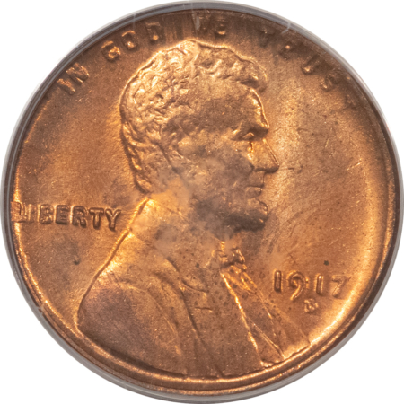 Lincoln Cents (Wheat) 1917-D LINCOLN CENT – PCGS MS-64 RD, TOUGH IN RED!