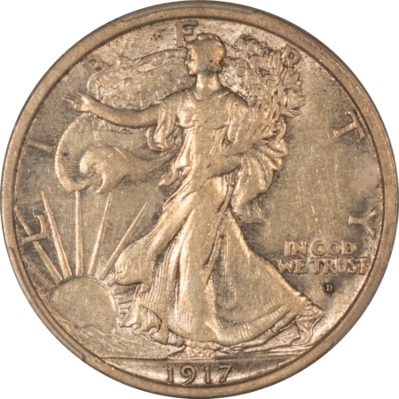 Half Dollars 1917-D OBVERSE WALKING LIBERTY HALF DOLLAR – PCGS AU-53