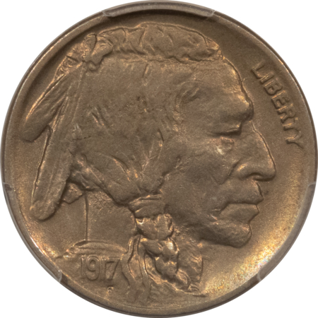 Buffalo Nickels 1917-D BUFFALO NICKEL – PCGS AU-58, TOUGH DATE, CHOICE LOOK!