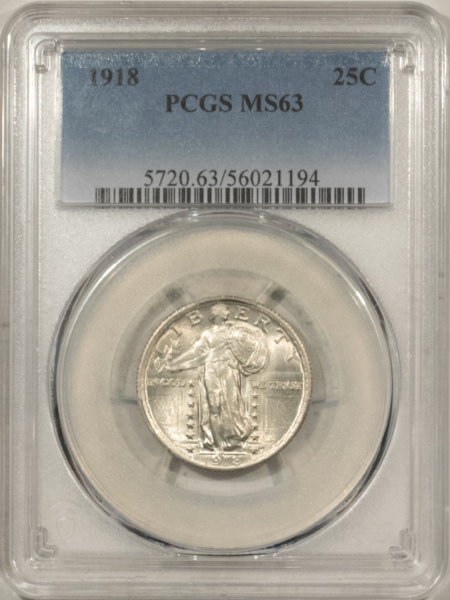 New Certified Coins 1918 STANDING LIBERTY QUARTER – PCGS MS-63, FRESH WHITE & CHOICE!