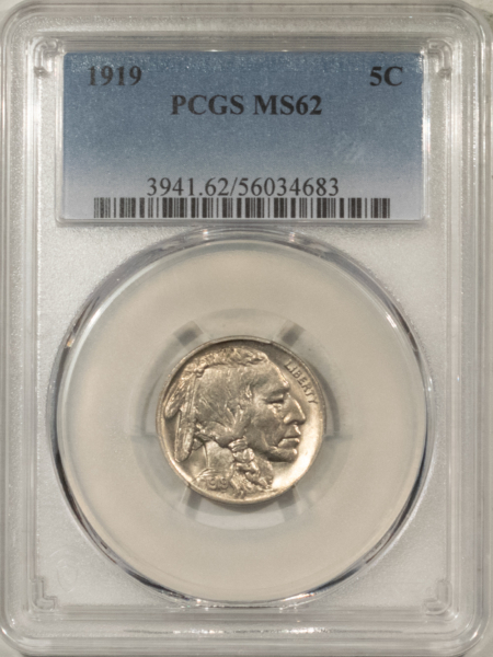 Buffalo Nickels 1919 BUFFALO NICKEL – PCGS MS-62, 63+ QUALITY! PREMIUM QUALITY!