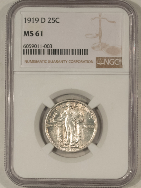 New Certified Coins 1919-D STANDING LIBERTY QUARTER – NGC MS-61, WHITE! LOOKS CHOICE! SO TOUGH!
