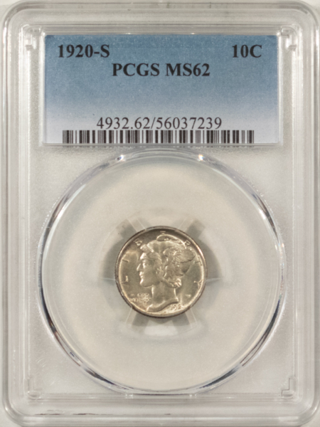 Mercury Dimes 1920-S MERCURY DIME – PCGS MS-62, FRESH & FLASHY!