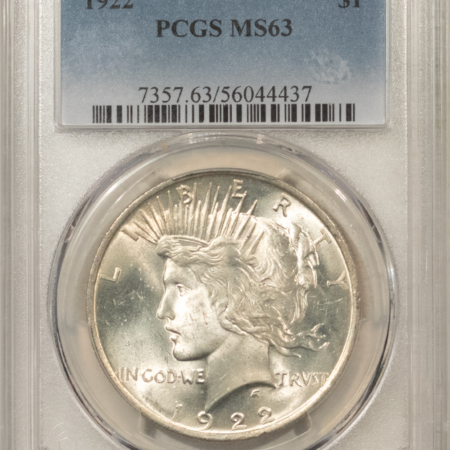 Dollars 1922 $1 PEACE DOLLAR – PCGS MS-63
