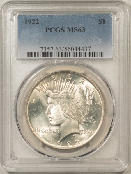Dollars 1922 $1 PEACE DOLLAR – PCGS MS-63