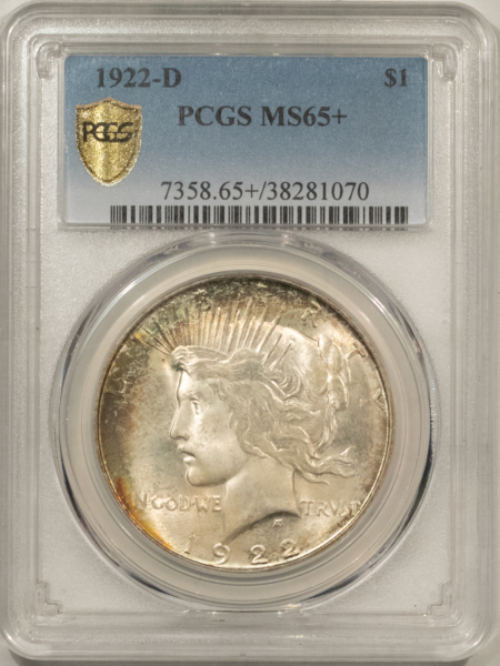 New Certified Coins 1922-D $1 PEACE DOLLAR – PCGS MS-65+, PRETTY GEM!