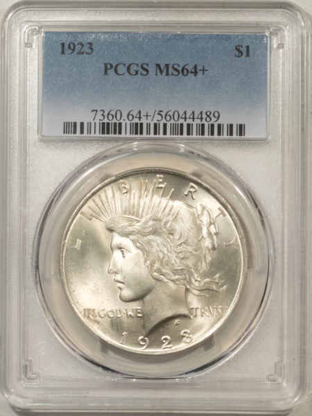 New Certified Coins 1923 $1 PEACE DOLLAR – PCGS MS-64+ WHITE & VIRTUALLY GEM!
