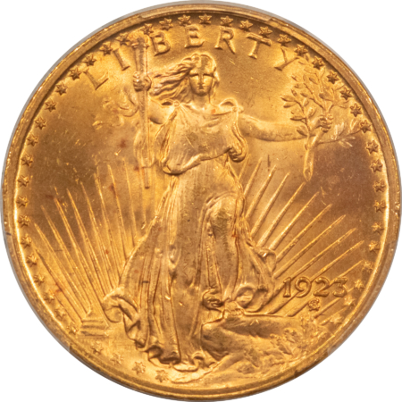 $20 1923 $20 ST GAUDENS GOLD DOUBLE EAGLE PCGS MS-64+ CAC, PRETTY & LOOKS STONE GEM!