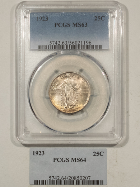 New Certified Coins 1923 STANDING LIBERTY QUARTER – PCGS MS-63 WAS 64, TAG ATTACHED. PREMIUM QUALTY!