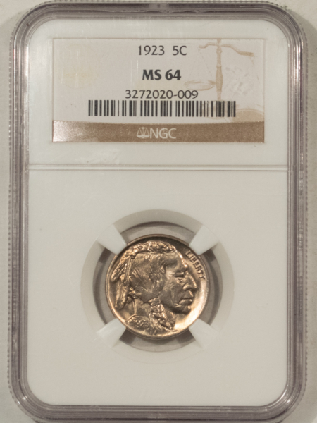 Buffalo Nickels 1923 BUFFALO NICKEL – NGC MS-64, FRESH & LUSTROUS!