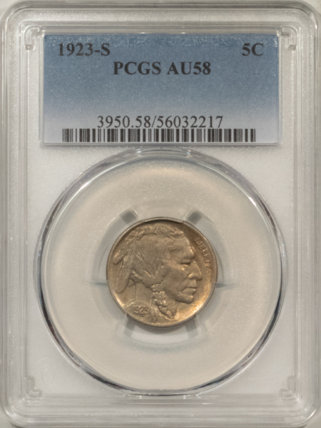 Buffalo Nickels 1923-S BUFFALO NICKEL – PCGS AU-58, ORIGINAL & TOUGH DATE!