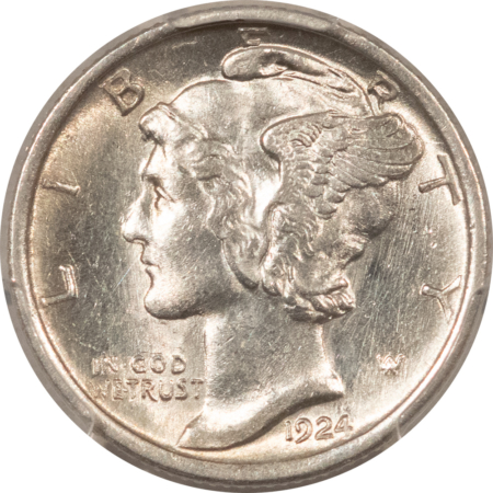 Mercury Dimes 1924 MERCURY DIME – PCGS MS-61 FB, BLAZING WHITE!