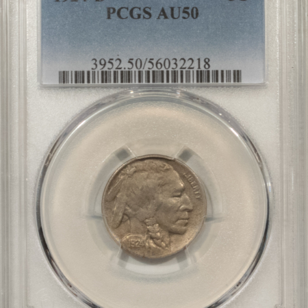 Buffalo Nickels 1924-D BUFFALO NICKEL – PCGS AU-50, ORIGINAL & NICE!