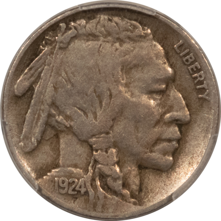 Buffalo Nickels 1924-S BUFFALO NICKEL – PCGS GENUINE, CLEANED-VF DETAIL, LOOKS MID-VF, NICE!