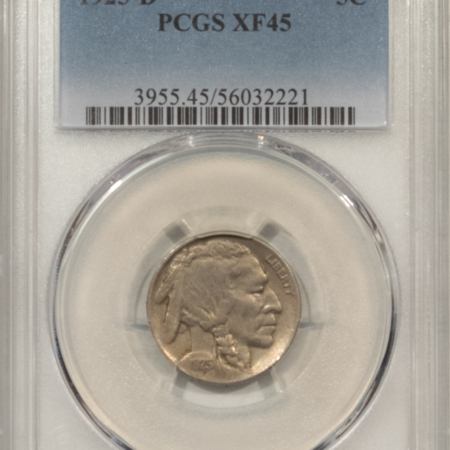 Buffalo Nickels 1925-D BUFFALO NICKEL – PCGS XF-45, WELL STRUCK, HIGH GRADE!