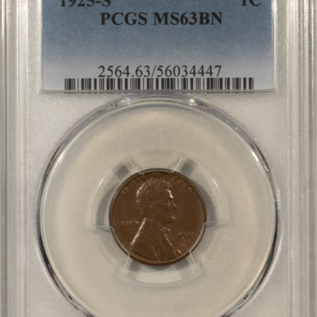 Lincoln Cents (Wheat) 1925-S LINCOLN CENT – PCGS MS-63 BN, CHOICE & PREMIUM QUALITY!