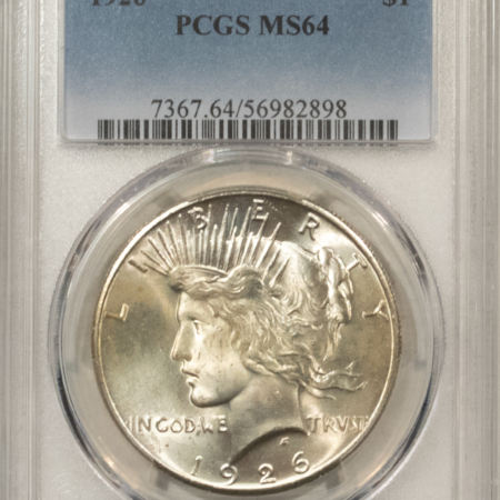 Dollars 1926 $1 PEACE DOLLAR – PCGS MS-64, FLASHY!