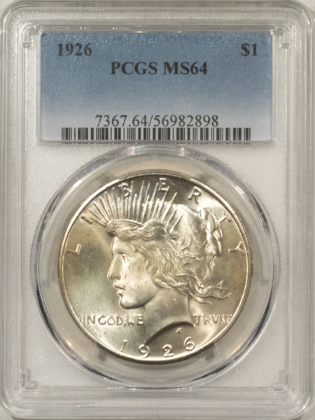 Dollars 1926 $1 PEACE DOLLAR – PCGS MS-64, FLASHY!