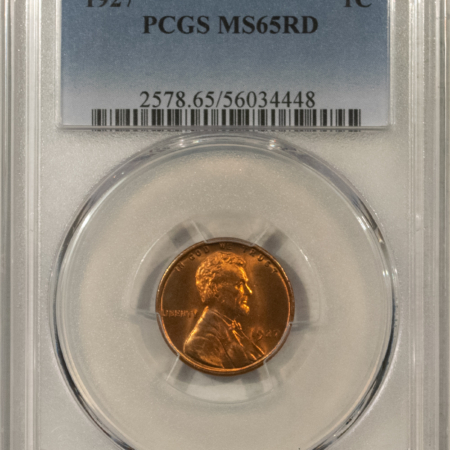 Lincoln Cents (Wheat) 1927 LINCOLN CENT – PCGS MS-65 RD, PRETTY GEM!