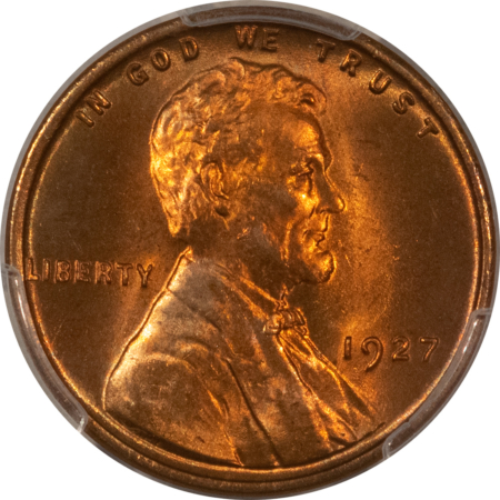 Lincoln Cents (Wheat) 1927 LINCOLN CENT – PCGS MS-65 RD, PRETTY GEM!