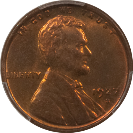 Lincoln Cents (Wheat) 1927-S LINCOLN CENT – PCGS MS-64 RD, RARE IN GEM RED! PREMIUM QUALITY!