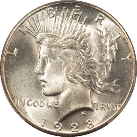 New Certified Coins 1928 $1 PEACE DOLLAR – PCGS MS-64, BLAZING WHITE! KEY-DATE!