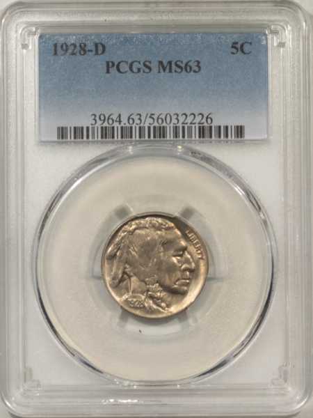 Buffalo Nickels 1928-D BUFFALO NICKEL – PCGS MS-63, LUSTROUS!