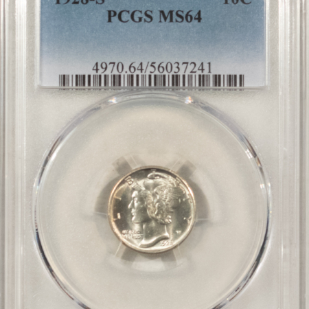 Mercury Dimes 1928-S MERCURY DIME – PCGS MS-64, BLAST WHITE & NICE!