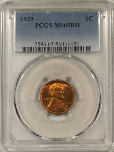 Lincoln Cents (Wheat) 1929 LINCOLN CENT – PCGS MS-65 RD, RED GEM!