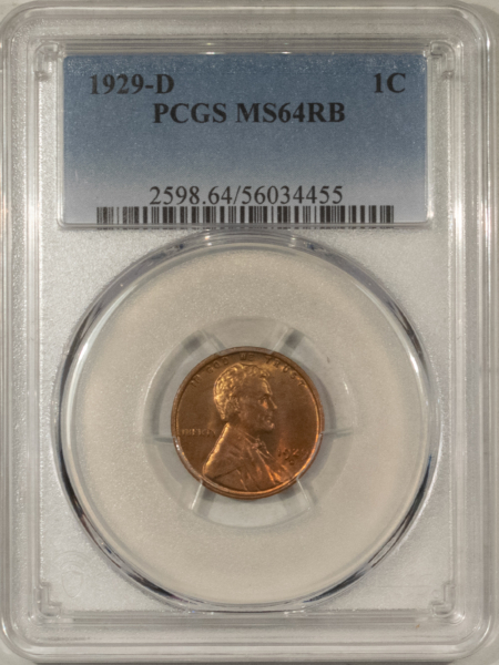 Lincoln Cents (Wheat) 1929-D LINCOLN CENT – PCGS MS-64 RB