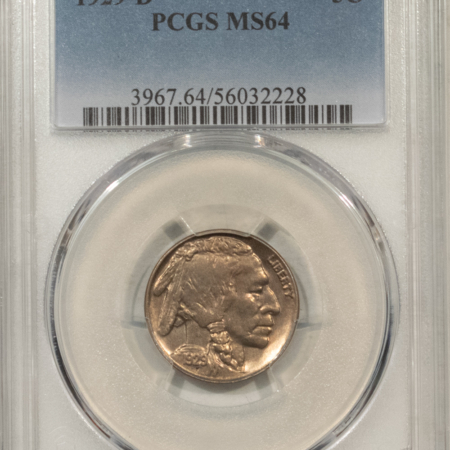 Buffalo Nickels 1929-D BUFFALO NICKEL – PCGS MS-64, ORIGINAL, LOOKS GEM!