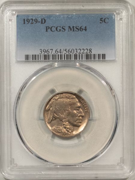 Buffalo Nickels 1929-D BUFFALO NICKEL – PCGS MS-64, ORIGINAL, LOOKS GEM!