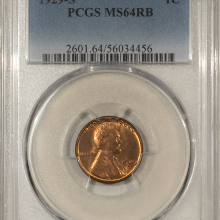 Lincoln Cents (Wheat) 1929-S LINCOLN CENT – PCGS MS-64 RB, LOOKS RED!