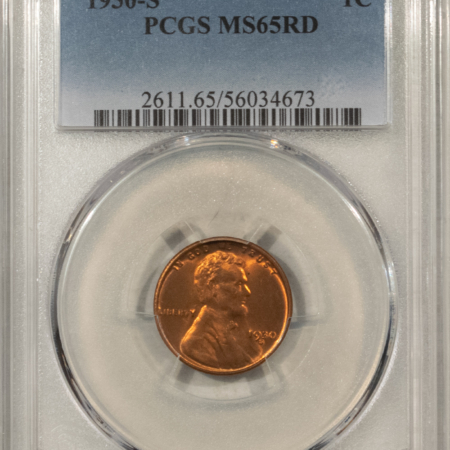 Lincoln Cents (Wheat) 1930-S LINCOLN CENT – PCGS MS-65 RD, RED GEM!