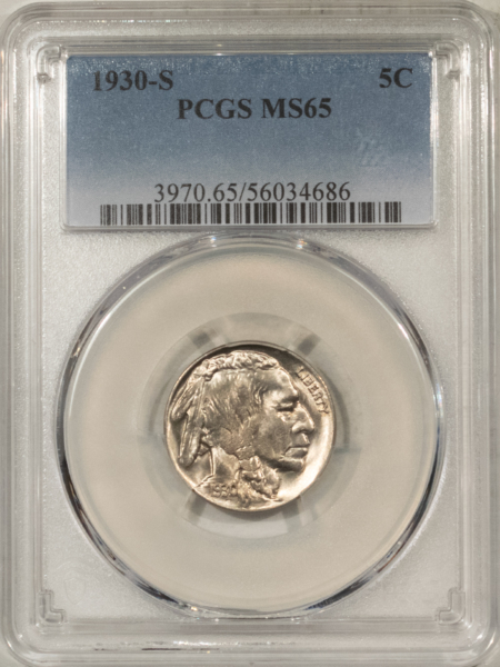 Buffalo Nickels 1930-S BUFFALO NICKEL – PCGS MS-65, BLAZING WHITE GEM, PREMIUM QUALITY!