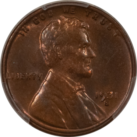 Lincoln Cents (Wheat) 1931-S LINCOLN CENT – PCGS MS-62 BN, CHOICE, KEY-DATE! PREMIUM QUALITY!