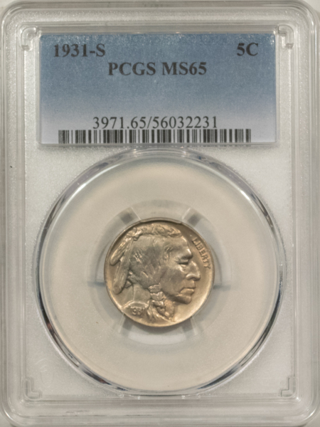 Buffalo Nickels 1931-S BUFFALO NICKEL – PCGS MS-65, LUSTROUS, TOUGH DATE!