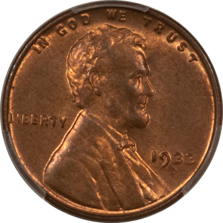 Lincoln Cents (Wheat) 1933-D LINCOLN CENT – PCGS MS-63 RB – LOTS OF RED!