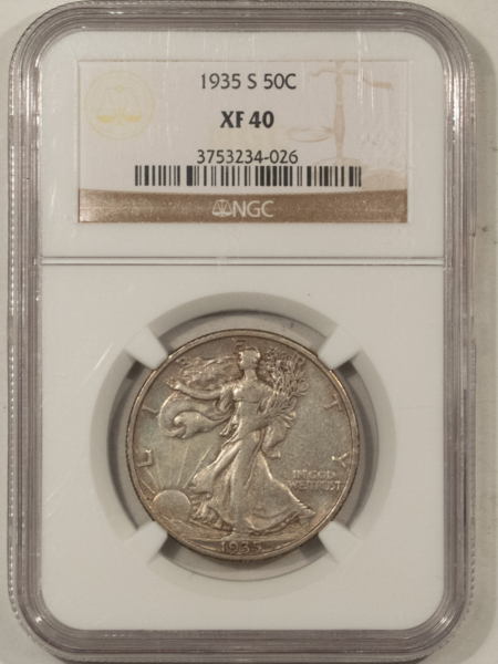 New Certified Coins 1935-S WALKING LIBERTY HALF DOLLAR – NGC XF-40, NICE AND ORIGINAL!