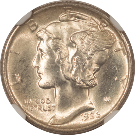 Mercury Dimes 1936 MERCURY DIME – NGC MS-66, LOOKS FB!
