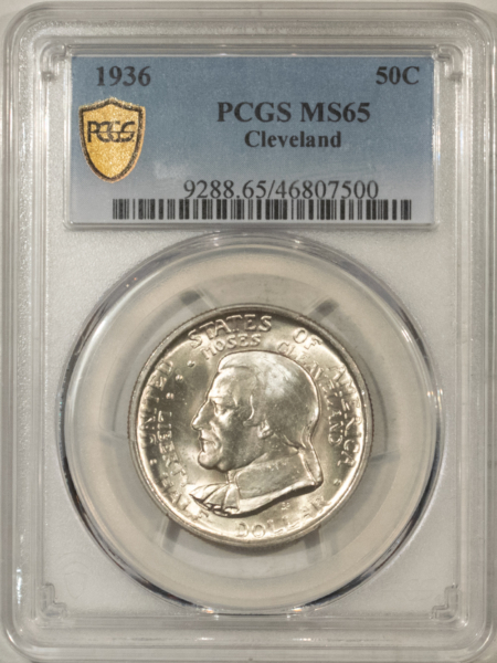 Early Commems 1936 CLEVELAND COMMEMORATIVE HALF DOLLAR – PCGS MS-65, LUSTROUS GEM!