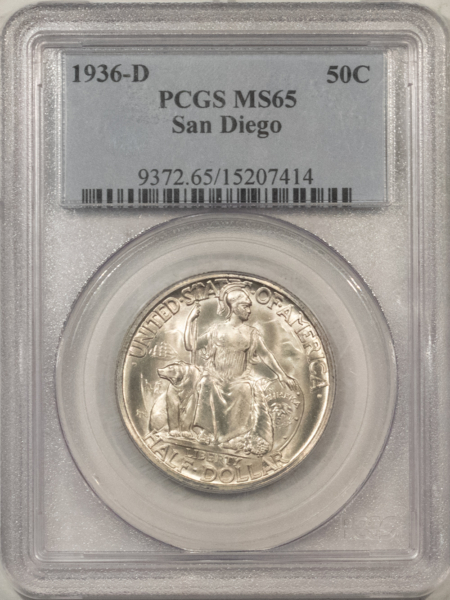 New Certified Coins 1936-D SAN DIEGO COMMEMORATIVE HALF DOLLAR – PCGS MS-65, BLAZING GEM!