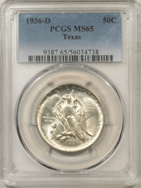 Early Commems 1936-D TEXAS COMMEMORATIVE HALF DOLLAR – PCGS MS-65, WHITE GEM!