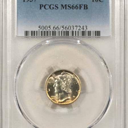 Mercury Dimes 1937 MERCURY DIME – PCGS MS-66 FB, LUSTROUS & PREMIUM QUALITY!