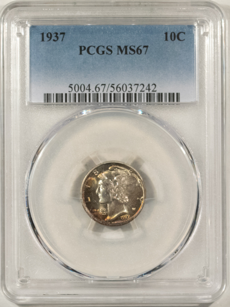 Mercury Dimes 1937 MERCURY DIME – PCGS MS-67, PRETTY & PREMIUM QUALITY!