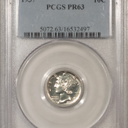 Dimes 1937 PROOF MERCURY DIME – PCGS PR-63, WHITE! TOUGH EARLY PROOF