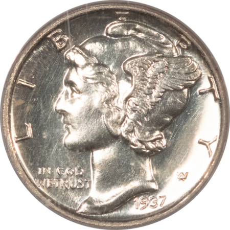 Dimes 1937 PROOF MERCURY DIME – PCGS PR-63, WHITE! TOUGH EARLY PROOF